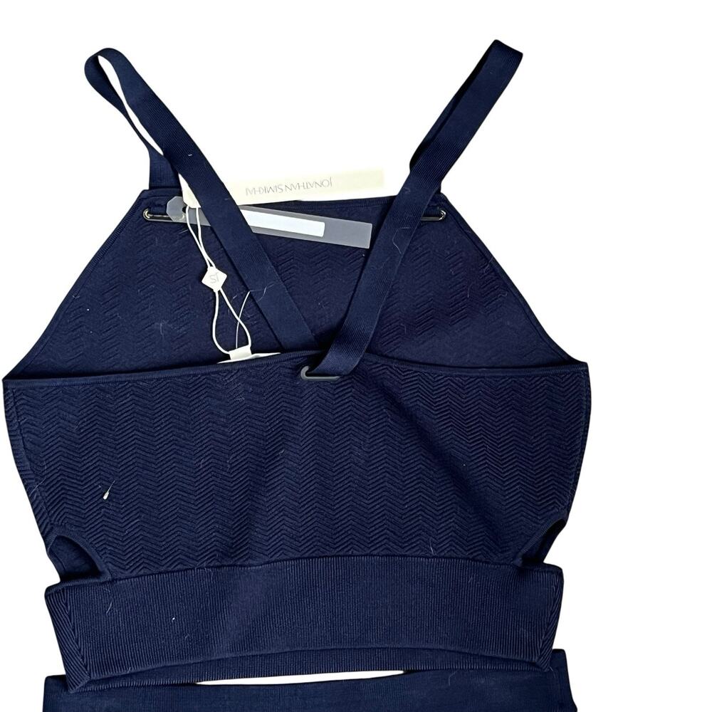 NWT Jonathan Simkhai Straight Laced Skirt Crop Tank Top Outfit Stretch Knit Navy - Picture 6 of 13